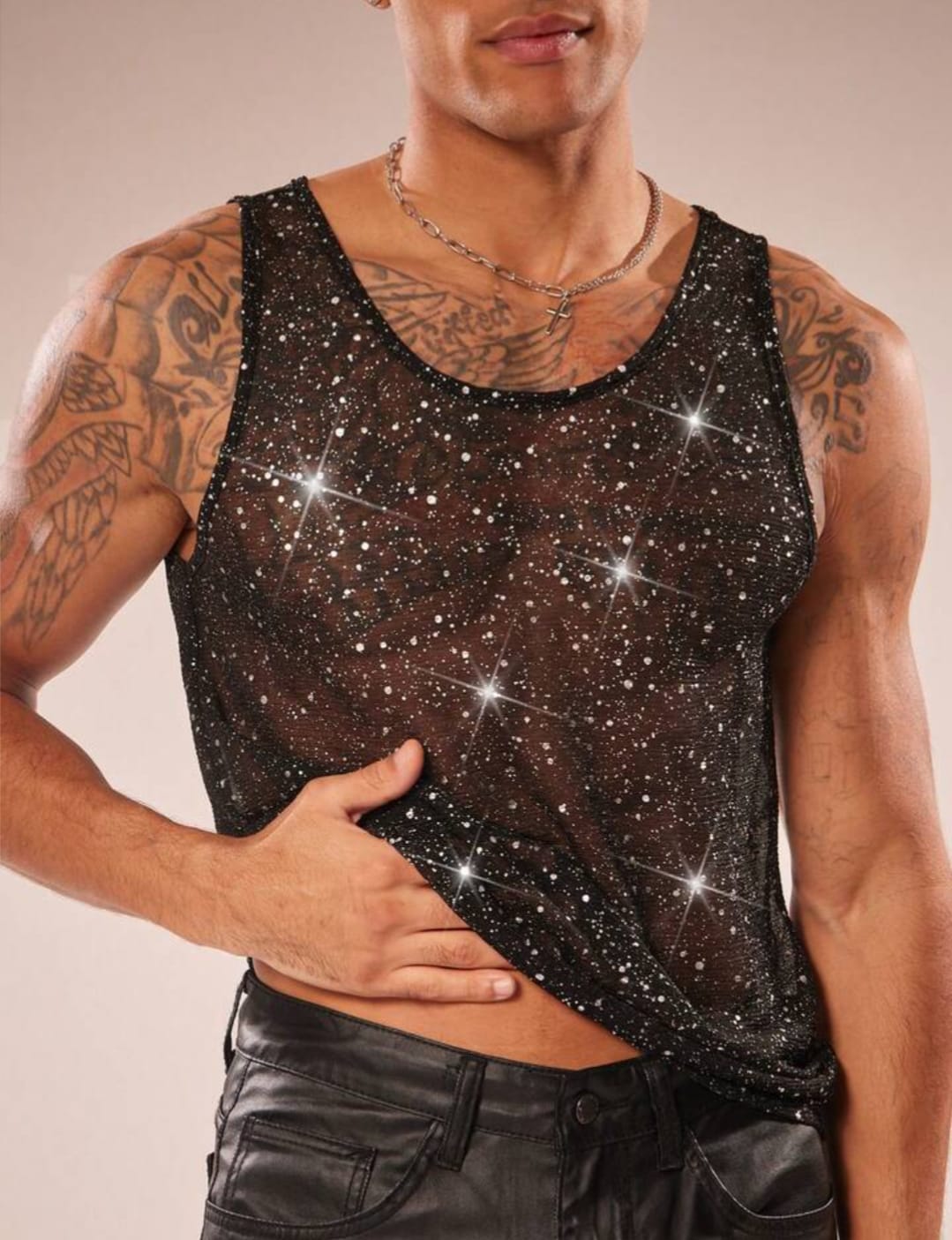 Cosmic Spark Mesh Tank Top